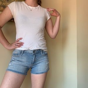 low rise denim shorts